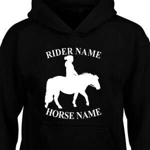 Felpa con cappuccio fantino da corsa di cavalli personalizzata unica stampata cavallo islandese unicorno COB stalla da dressage cavaliere equestre maglione regalo di Natale unisex