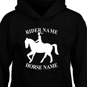 Felpa con cappuccio da cavallo personalizzata, Felpa con cappuccio da equitazione carina equestre stabile, Jockey Dressage Pullover unisex Pullover natalizio Top regalo di Natale