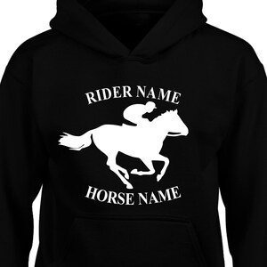 Felpa con cappuccio stampata a cavallo personalizzata, Cavaliere equestre Cob Jockey, Uomo Donna Stable Pony Equine Dressage Maglione unisex Natale Natale Top