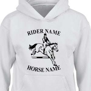 Felpa con cappuccio personalizzata per cavalli, felpa con cappuccio unicorno COB stabile equestre pony equitazione fantino dressage maglione unisex regalo di Natale pullover top di Natale