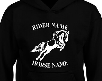 Personalisierte Pferd Hoodie, Cob Jockey Reiter Reiter, Pony Pferde Dressur Springpferd Jungen Mädchen Unisex Pullover Weihnachten Weihnachtsgeschenk Tops