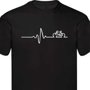 Cycling Lovers T-Shirt Cycle Heartbeat Pulse Print Bicycle Rider Racing Shirt Riding Gift Shirt Family Presents Christmas Xmas Gift Tee Tops