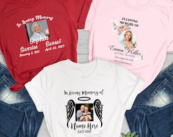 Custom Memorial T-Shirt With Photo, Personalised Funeral Shirt In Loving Memory, Celebration of Life Tribute Gift Unisex Xmas Tee Tops