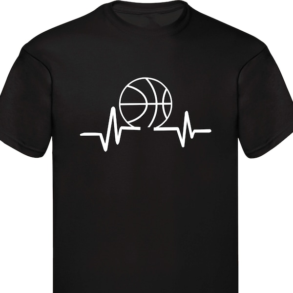 Basketball Heartbeat T-Shirt, Funny Sports T-Shirt, Outdoor Games Lover Basketball Team Volleyball Gift Family Presents Xmas Gift Tee Tops