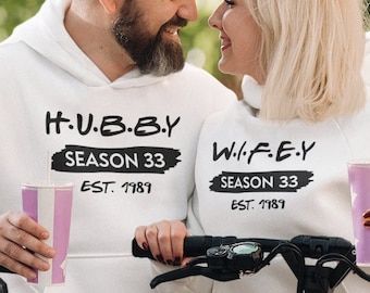 Personalised Hoodie Couple Gift Wifey Hubby Matching Hoody Funny Hoodie 20th 25th Anniversary Presents Husband Wife Gift Xmas Jumpers Tops