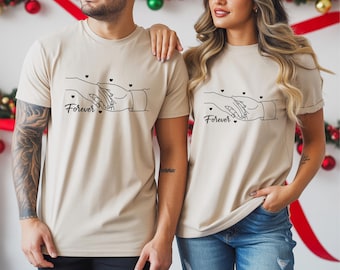 Matching Couple T Shirts, Forever Holding Hands Design, Romantic Gift for Couples, Valentine’s Day Shirt, Anniversary Gift