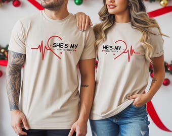 Matching Couple T Shirts, He’s My She’s My Perfect Match, Valentine’s Day Outfit, Romantic Gift for Couples, Anniversary Shirts
