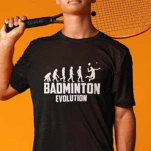 Camiseta de evolución del bádminton Camisetas para juegos al aire libre Regalo para él Regalo para ella Camiseta de regalo de cumpleaños para amantes de los deportes Camiseta de papá de evolución del bádminton