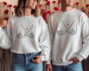 Personalised Couple Sweatshirts, Custom Name Pinky Promise Jumpers, Matching His and Hers, Valentine’s Gift, Anniversary