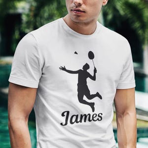 Camiseta de bádminton personalizada, camiseta para amantes del bádminton, camisetas con raqueta y birdie de bádminton, camiseta deportiva personalizada para mujer, camisetas unisex para el día del juego