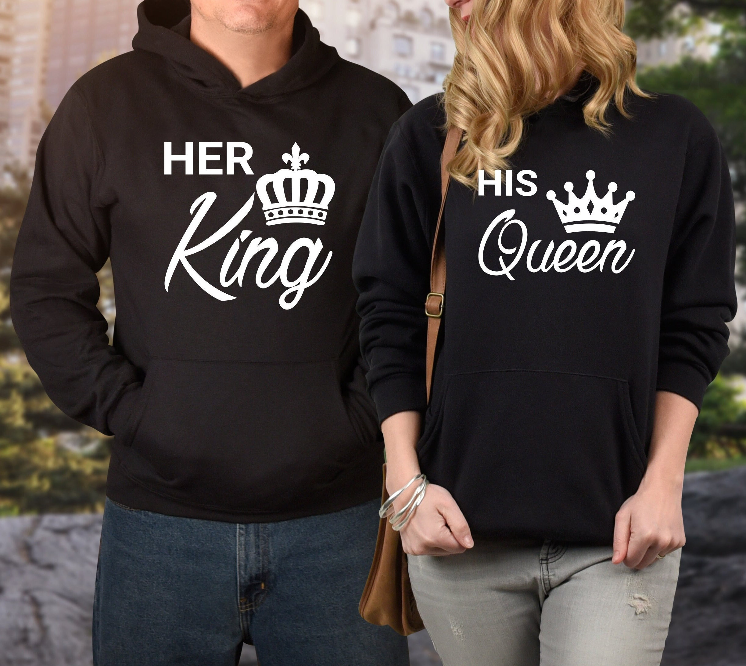 Sweatshirt com capuz King e Queen conjunto namorados - Personalizei