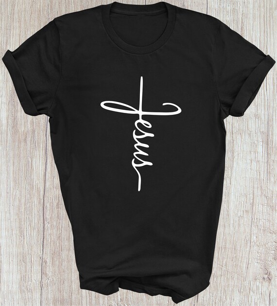 Jesus T-shirt Faith Christian Vertical Cross Religious Sign Shirt Christian Christianity Religion Church Christmas Presents Xmas Gift Tee