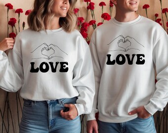 Matching Couple Sweatshirts, Love His and Hers Jumpers, Valentine’s Day Outfit, Romantic Gift for Boyfriend Girlfriend