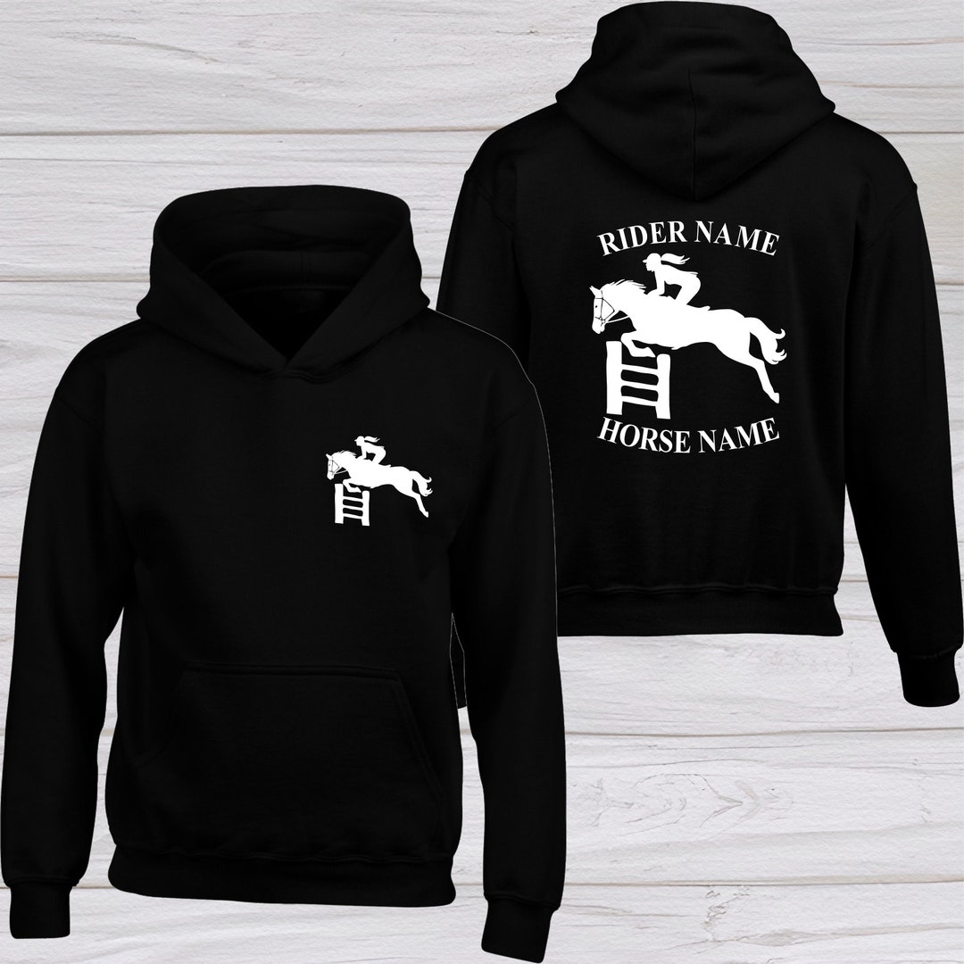 Personalisiertes springendes Pferd Hoodie Reiter Hoodie Brust