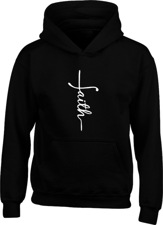 Faith Hoodie Jesus Christian Vertical Cross Religious Sign Christian Christianity Religion Church Christmas Presents Gift Hoody Pullover Top