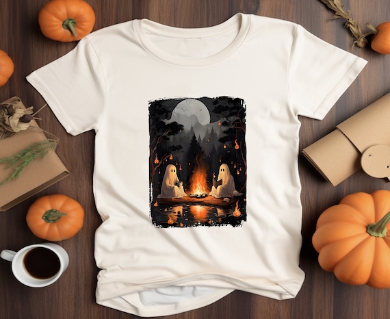 Camping Halloween Shirt, Retro Ghost Shirt, Camp Lover Gift, Halloween Camper T-shirt, Pumpkin Shirt, Halloween Gift, Funny Gift Tee Tops