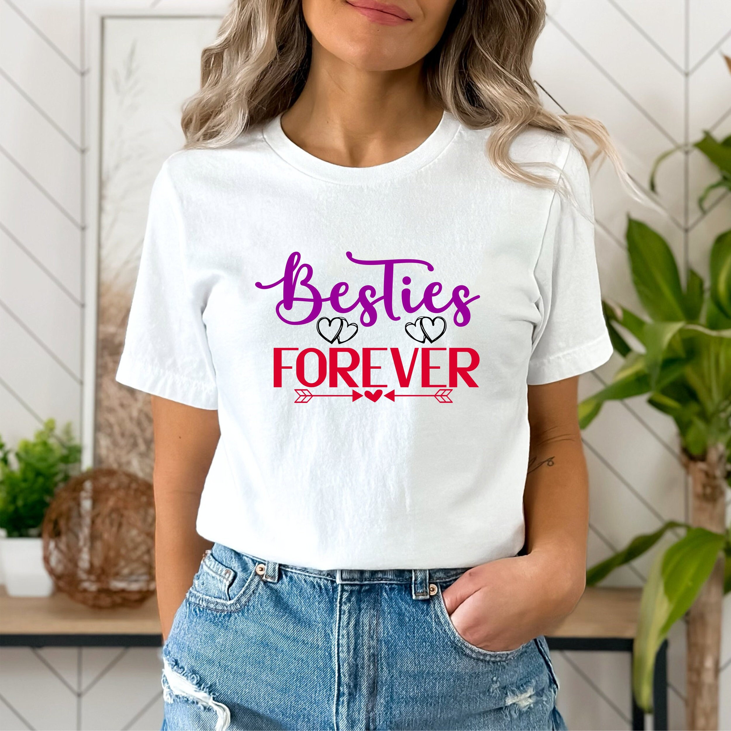 Thought We Friends Sサイズ Besties Forever T-shirt, Matching BFF Cotton Tee - Etsy