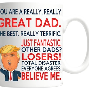 Tazza divertente con Donald Trump per la festa del papà, regalo di compleanno personalizzato, tazza migliore papà, ottimo regalo per papà, tazza da caffè per la festa del papà.