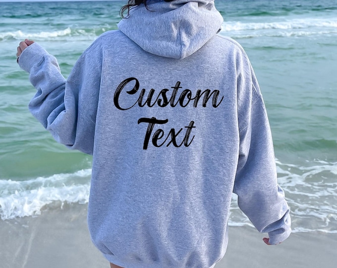 Personalised Retro Print Hoodie, Retro Font Hoodie Back Print Custom Text Hoodie, Personalized Wording Hoodie Birthday Gift For Her Jumpers