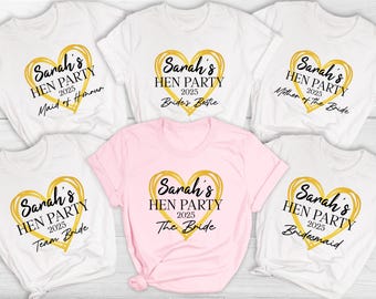 Personalised Hen Party T Shirts, Custom Bride Squad Shirts, Bride Team Tops, Bachelorette Party Shirts, Bridal Party Tees, Hens Night Outfit