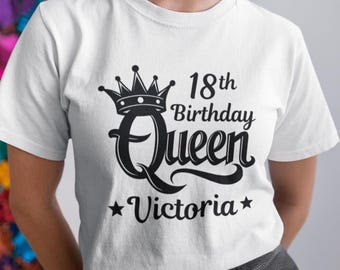 Personalisiertes 18. Geburtstag-T-Shirt Benutzerdefinierter Name 18. Geburtstag Shirt Geburtstagskönigin NAME wird jedes Alter Shirt 18. Geburtstagsgeschenk für Mädchen-T-Stück