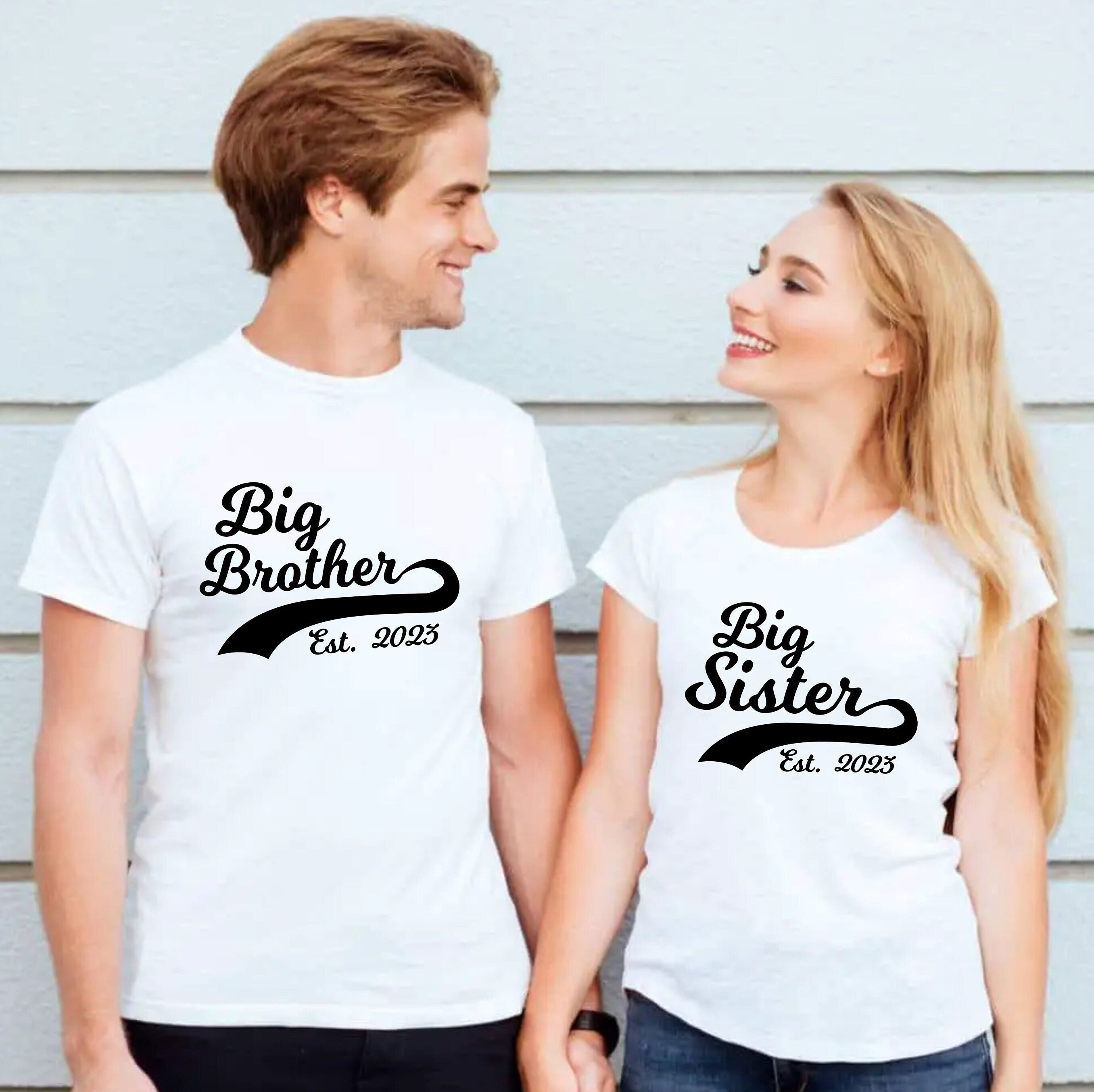 Personalised Big Brother Sister Est Printed T-shirt, Funny Tshirt