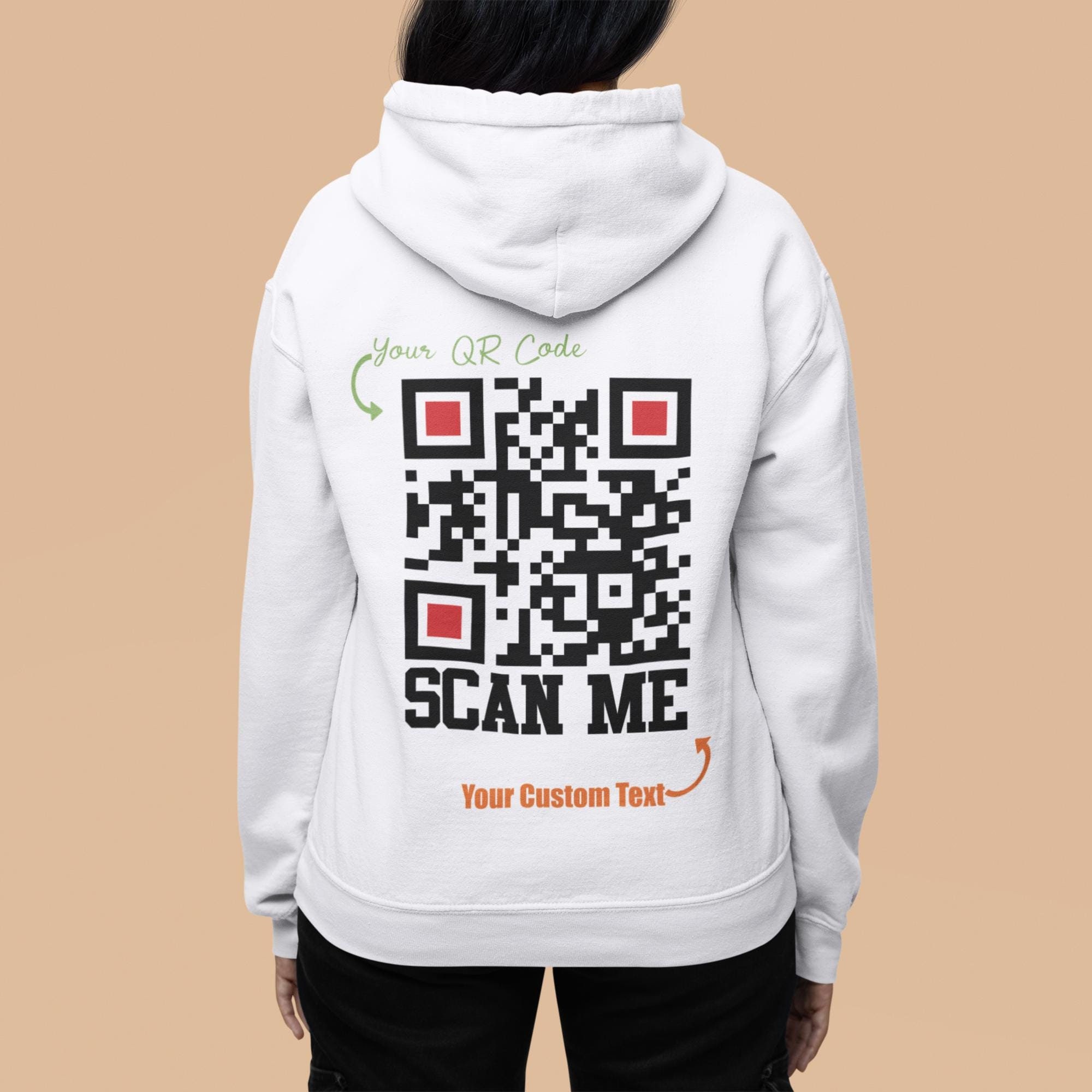 Custom QR Code Hoodie, Personalised QR Code Jumper, Your Own Qr