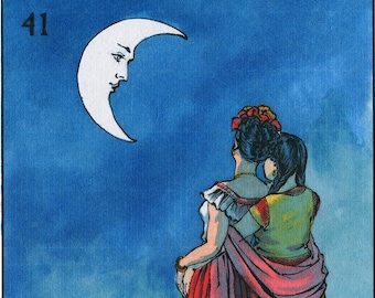 La Luna. Queer, lgbtq, lesbian, Mexican, Loteria, Latina, Chicana, Felix d'Eon.