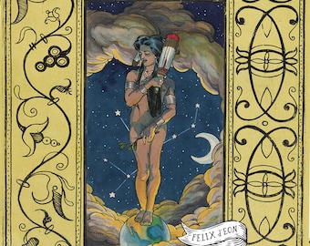 Virgo. Two Spirits,  LGBTQIA, LGBTQ, queer, gay artist, original art, Felix d'Eon.