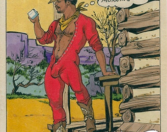 Morning Joe. Gay art, queer, queer, lgbtq comic, african-american, union suit, Felix d'Eon.