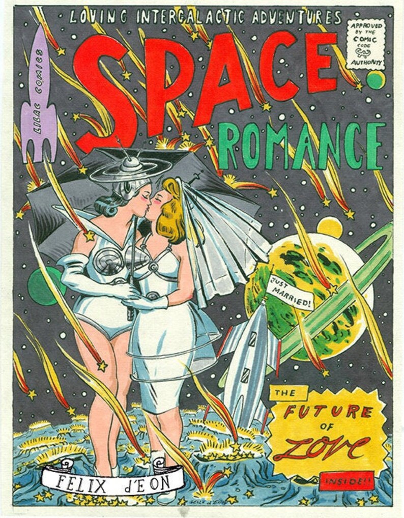 Space Romance Lesbian Art Queer Felix Deon Queer Lgbtq Etsy