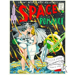 Space Romance. Lesbian art, queer, queer, lesbian wedding, vitnage, comic, Felix d'Eon.