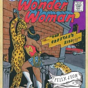 The Cheeta&#39;s Kiss. Lesbian art, queer, lgbtq, comic, Felix d&#39;Eon.