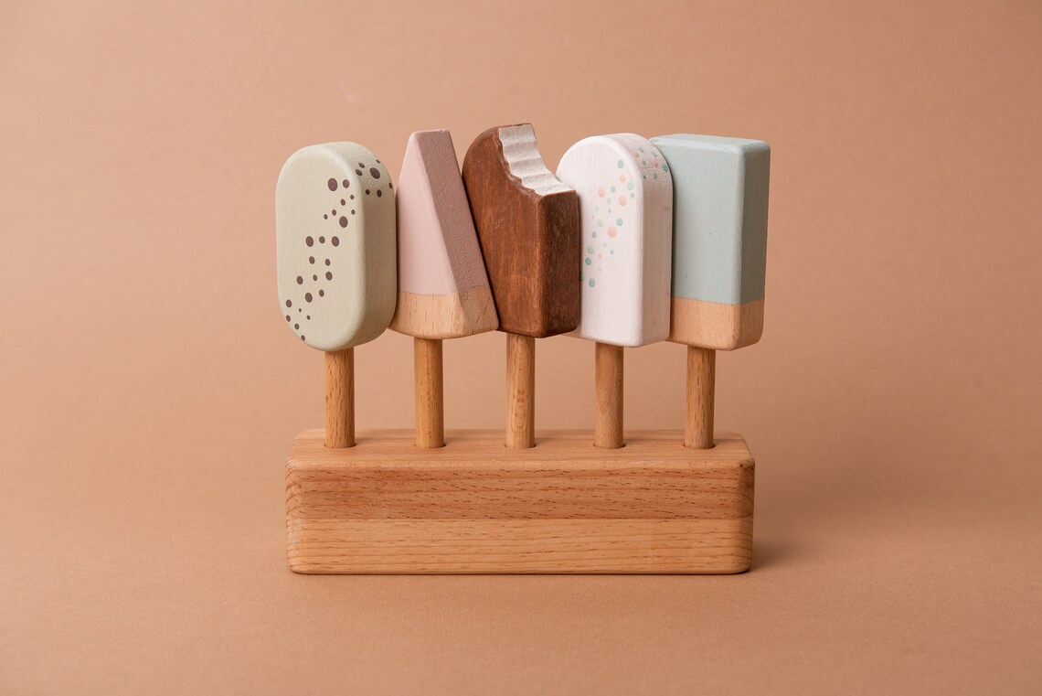 Wooden Ice Cream Toy Wooden Ice Cream Set Wooden Play | Etsy