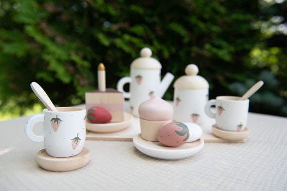 Wooden tea set Toy kitchen set Wooden toys play kitchen