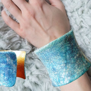 Polymer Clay Blue Mist C Cuff Bracelet
