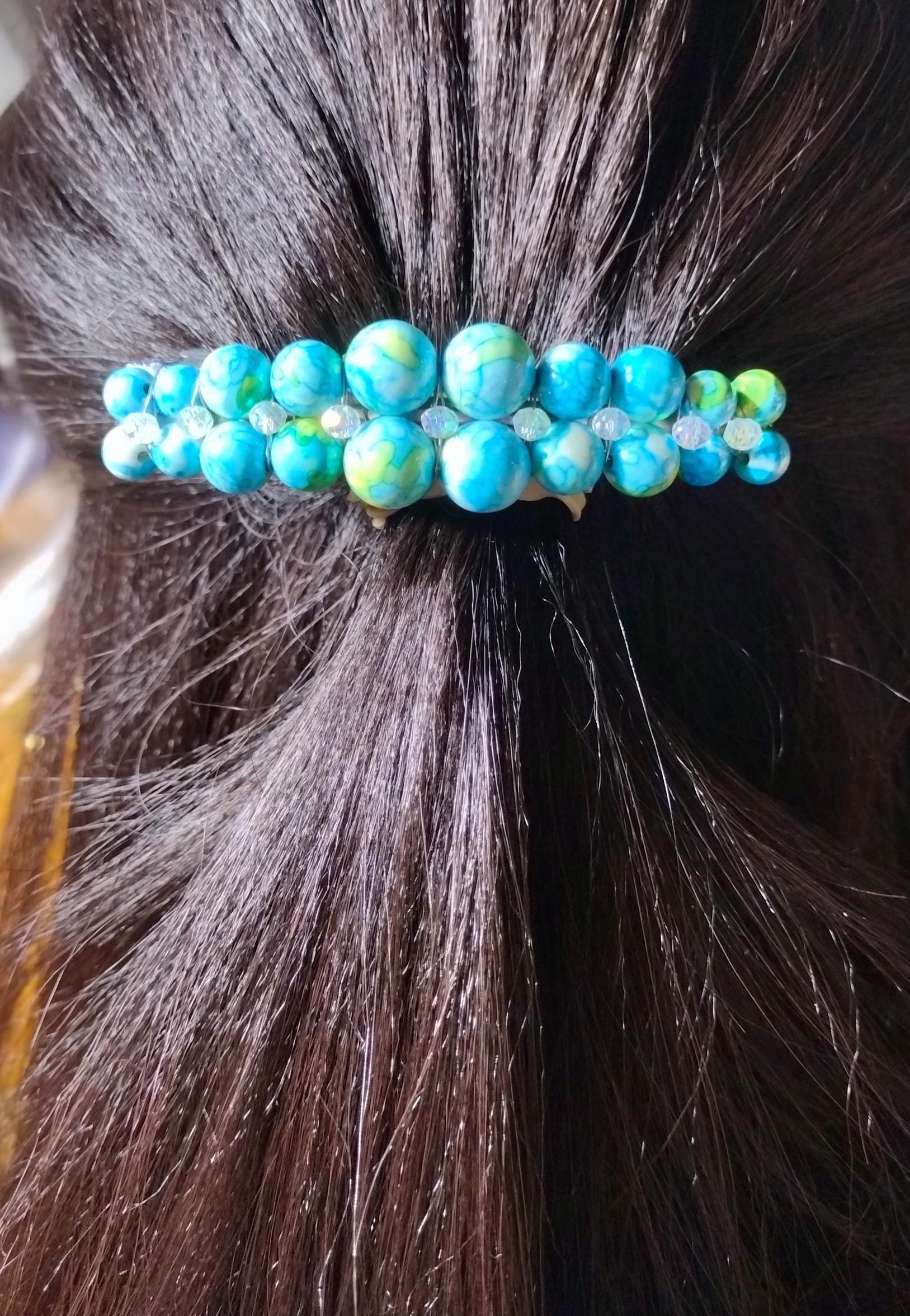 Gemstone Hand Beaded Barrette - Etsy