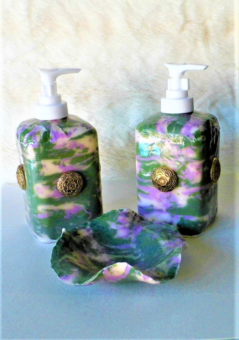 Soap and Lotion Dispenser With Matching Ring Dish 3 Piece Etsy