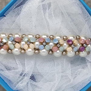 Floral Pearl and Crystal Bead Barrette in 4 Sorbet Colorways | Premium Clip | 3- or 4-Inch Length