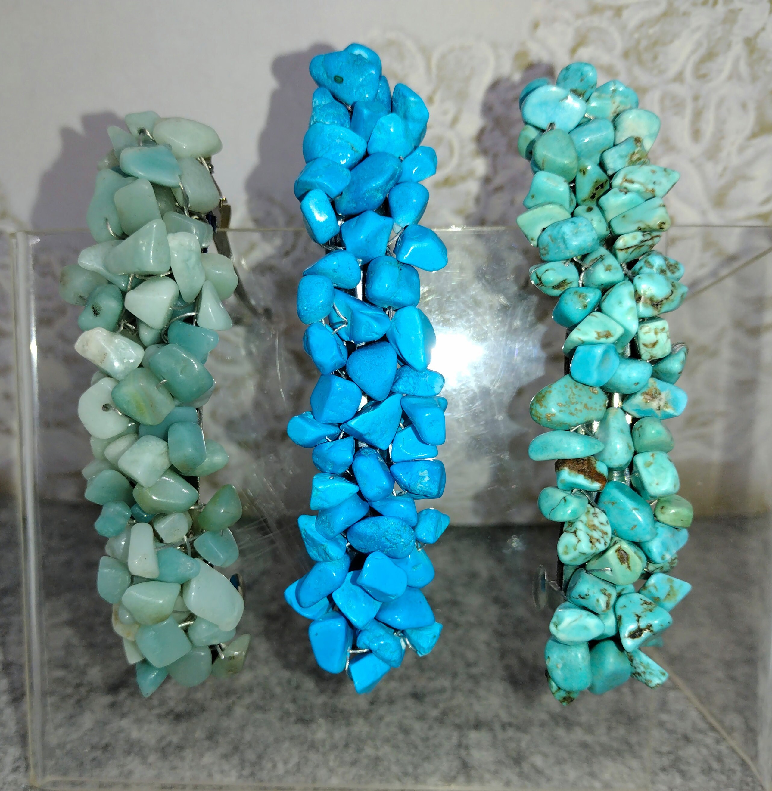 Hand Beaded Barrette - Gemstone Chip Beads - Etsy display picture 1