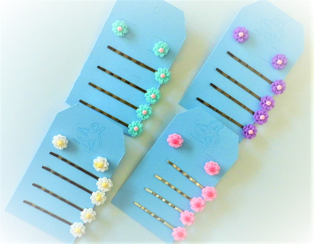 Resin Flower Bobby Pins With Matching Earrings Etsy