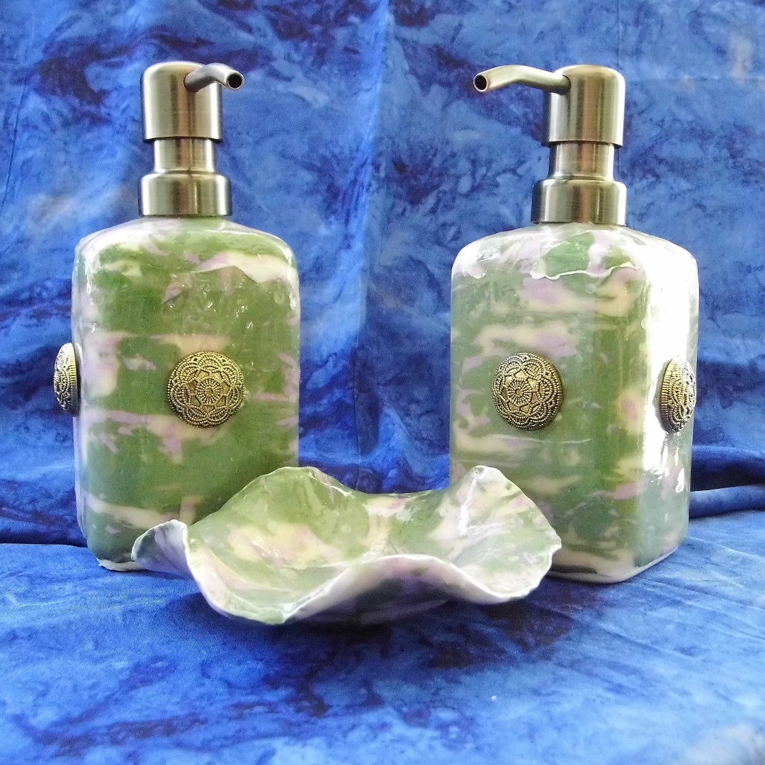 Soap and Lotion Dispenser With Matching Ring Dish 3 Piece Etsy