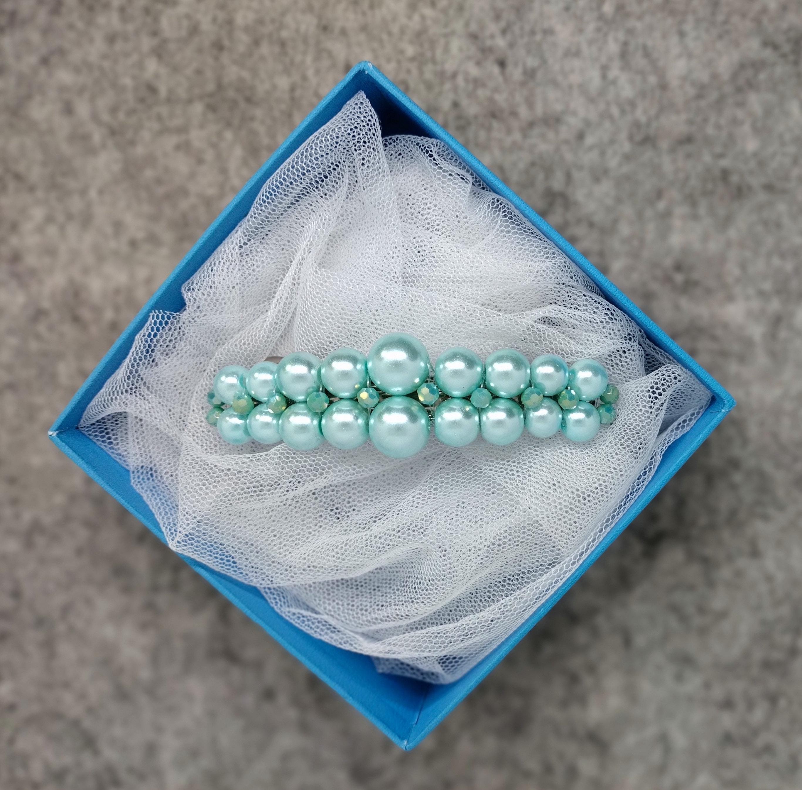 Hand beaded barrette collection consisting of multiple and varied gemstones. Gemstone Hand Beaded Barrette - Etsy main image 2