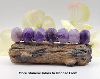 Faceted Natural Stone Barrette—Multiple Colors—Small Gemstones—Sueded Back