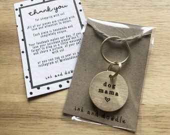 Dog Mama Brass Keyring - Handmade Key Chain -  Best Dog Mum - Mother's Day Gift - Handmade Dog Mummy Lover Gift Present