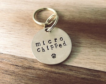 Personalised Dog Tag - Handmade Dog Collar Tag - Micro Chipped - Custom Bespoke Pet Dog Cat ID Tag Disc - Brass -Handmade Dog Lover Gift