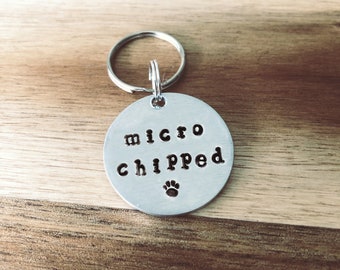Personalised Dog Tag - Handmade Micro Chipped Stainless Collar Tag - Custom Bespoke Pet Dog Cat ID Tag Disc - Handmade - Gift