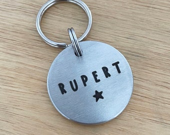 Personalised Dog Tag - Handmade Stainless Collar Star Tag - Custom Bespoke Pet Dog Cat ID Tag Disc - Handmade - Gift