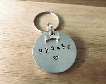 Personalised Dog Tag - Stainless Handmade Dog Collar Tag - Custom Bespoke Pet Dog Cat ID Tag Disc - Stainless - Handmade Dog Lover Gift