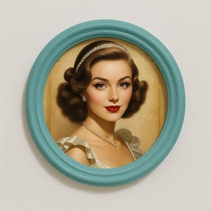 Blue round frame, round photo frame, wooden photo frame, photo frame, blue photo frame made of solid beech wood